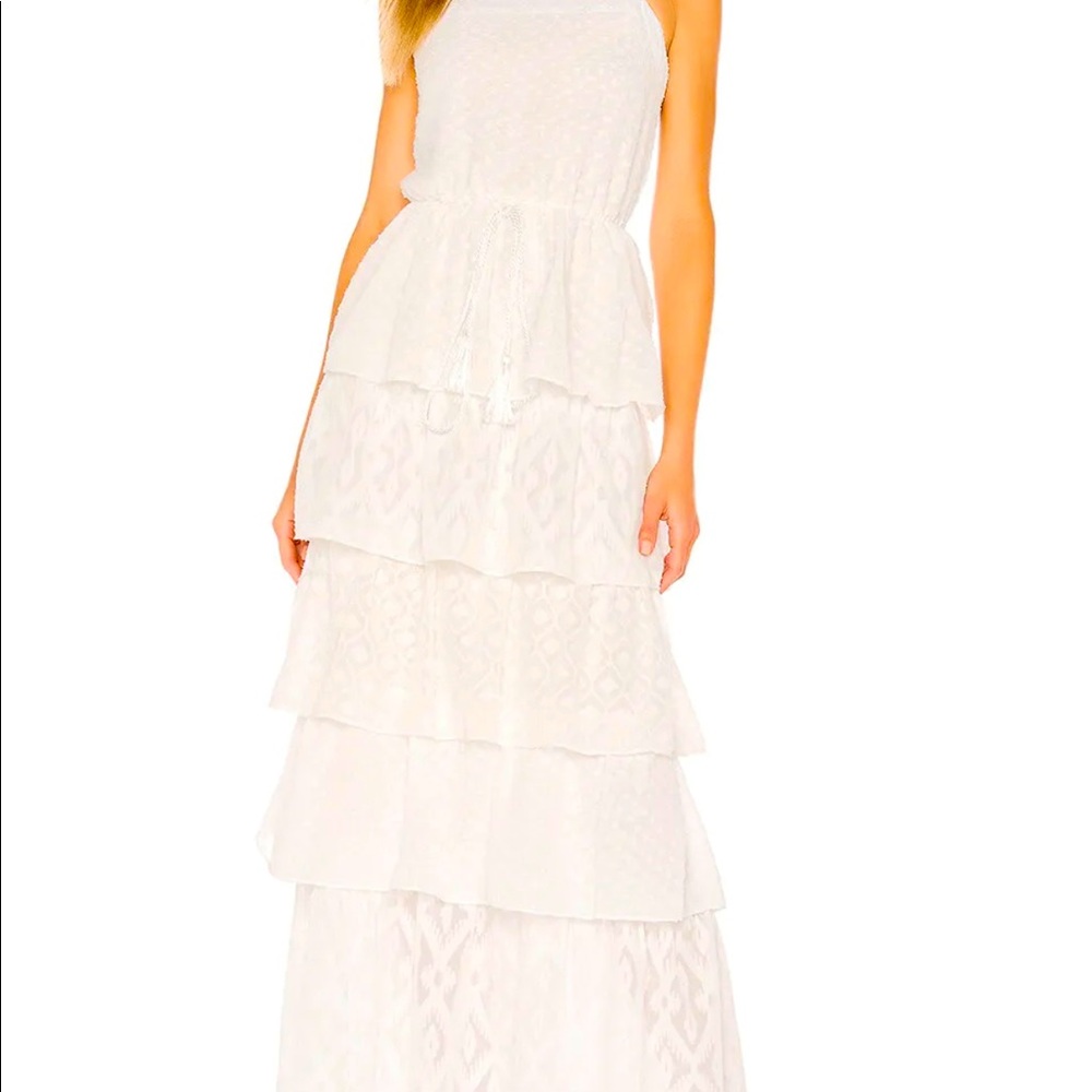 REVOLVE X ELLEJAY $269 Andrea White Swiss Dot Tiered Maxi Dress Size XS